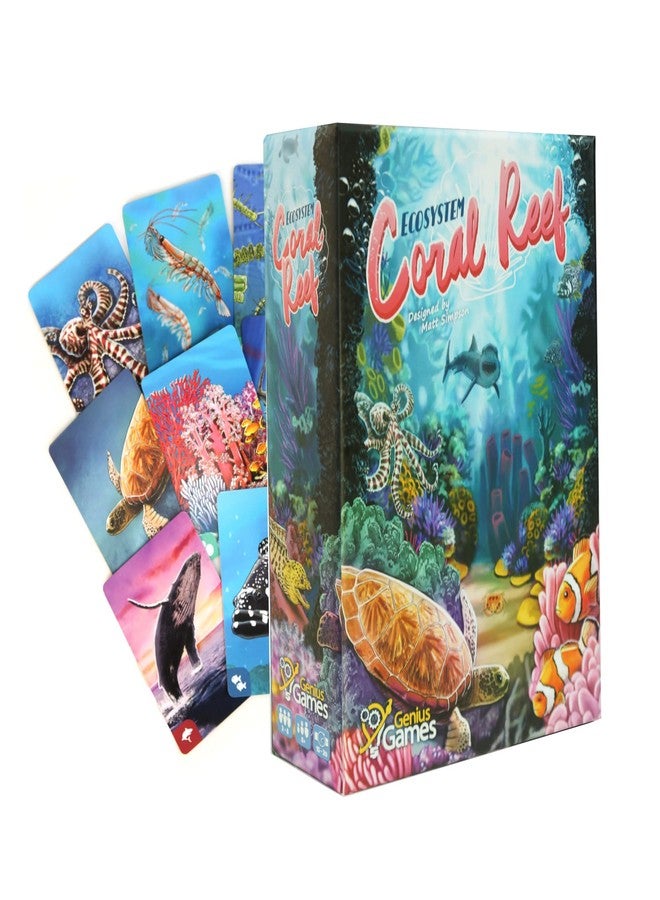 Genius Games Ecosystem: Coral Reef - A Mensa Recommended Family Card Game About Aquatic Animals, Their Habitats & Food Chain | A Light Educational Marine Biology Board Game for Kids and Families - Image 1